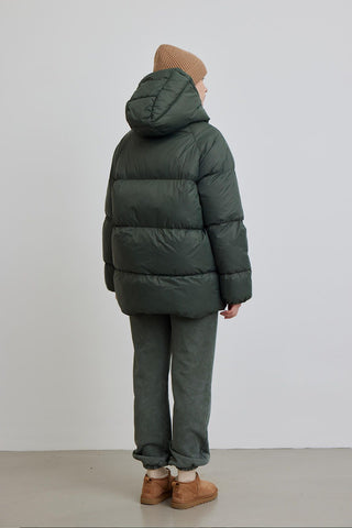 Oversized Pocket Detail Puffer Jacket Green