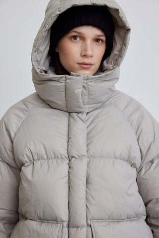 Oversized Pocket Detail Puffer Jacket Stone