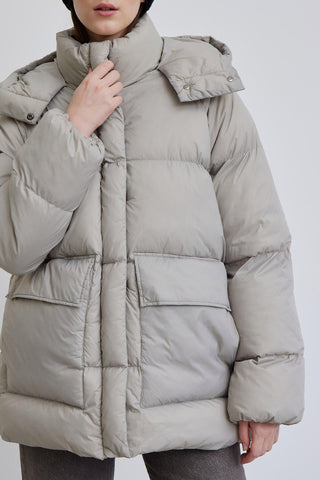 Oversized Pocket Detail Puffer Jacket Stone