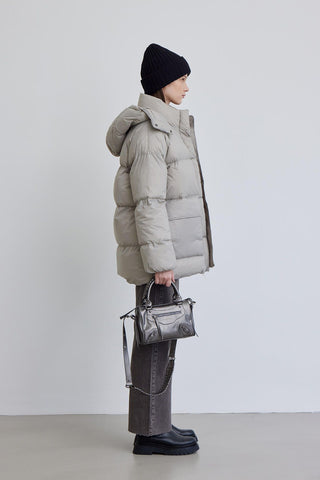 Oversized Pocket Detail Puffer Jacket Stone