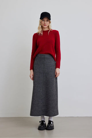 Wool Skirt With Stitching Detail Anthracite