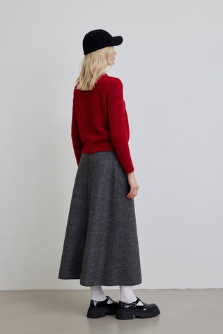 Wool Skirt With Stitching Detail Anthracite