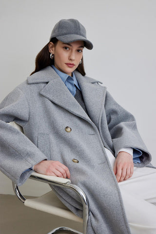 Alexa Premium Double-Breasted Coat Grey