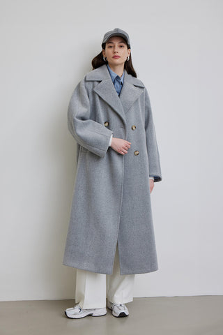 Alexa Premium Double-Breasted Coat Grey