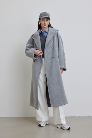 Alexa Premium Double-Breasted Coat Grey