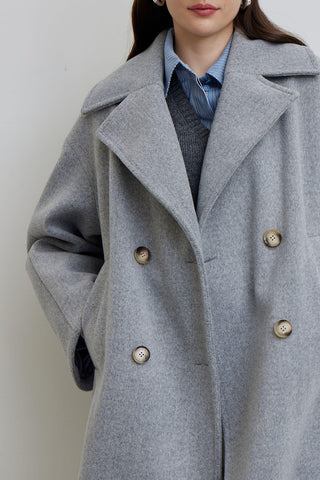 Alexa Premium Double-Breasted Coat Grey