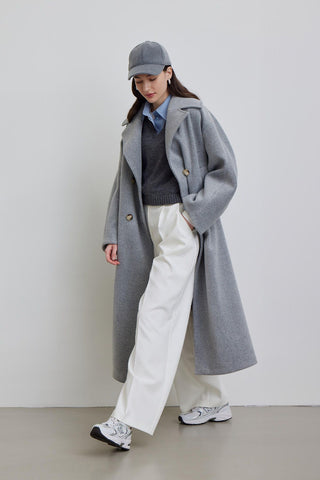 Alexa Premium Double-Breasted Coat Grey