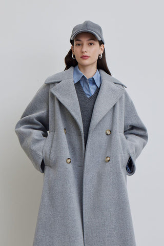 Alexa Premium Double-Breasted Coat Grey