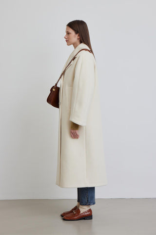 Alexa Premium Double-Breasted Coat Ecru