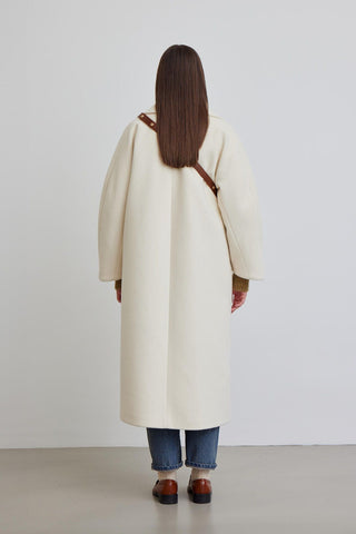 Alexa Premium Double-Breasted Coat Ecru