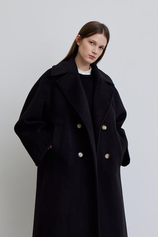 Alexa Premium Double-Breasted Coat Black