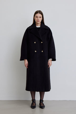 Alexa Premium Double-Breasted Coat Black