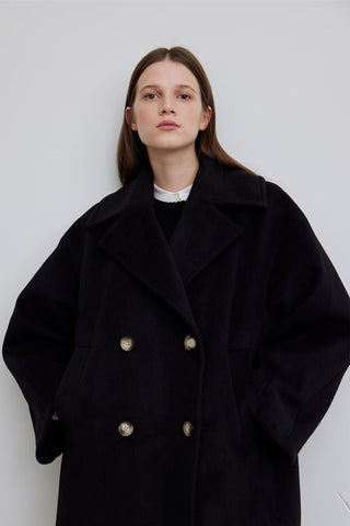 Alexa Premium Double-Breasted Coat Black