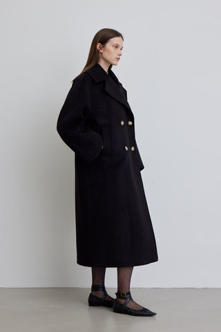 Alexa Premium Double-Breasted Coat Black