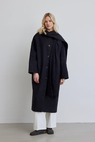 Hooded Long Coat Anthracite