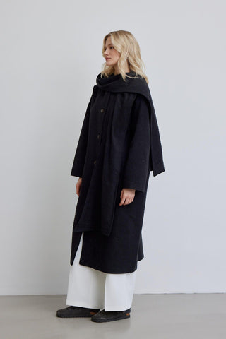 Hooded Long Coat Anthracite