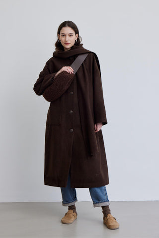 Hooded Long Coat Brown