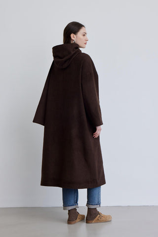 Hooded Long Coat Brown