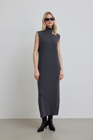 Turtleneck Sleeveless Knitwear Dress Anthracite