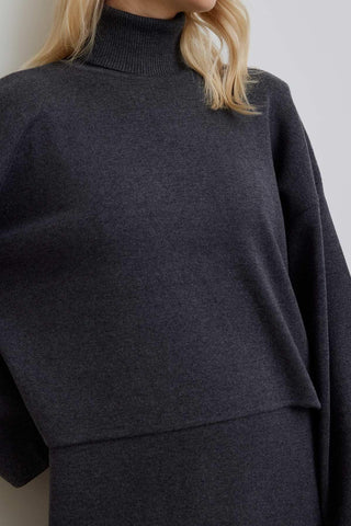 Knitwear Crop Blouse Anthracite