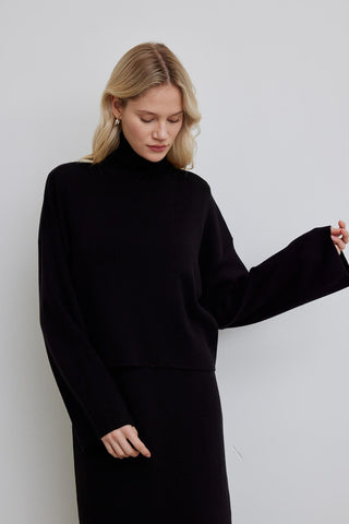 Knitwear Crop Blouse Black