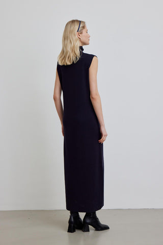 Turtleneck Sleeveless Knitwear Dress Navy Blue