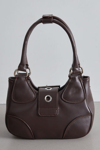 Flap Metal Head Mini Bag Dark Brown