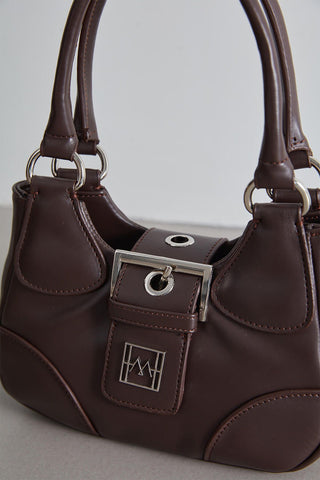 Flap Metal Head Mini Bag Dark Brown