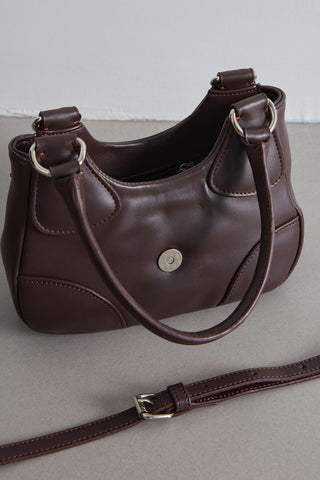 Flap Metal Head Mini Bag Dark Brown