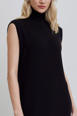 Turtleneck Sleeveless Knitwear Dress Black