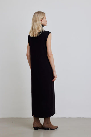 Turtleneck Sleeveless Knitwear Dress Black