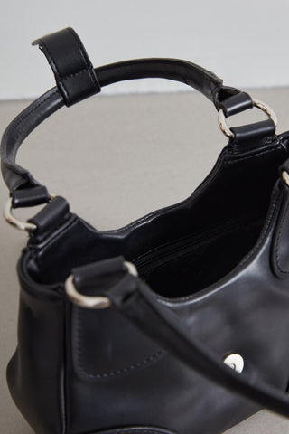 Flap Metal Head Mini Bag Black