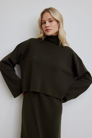 Knitwear Crop Blouse Khaki