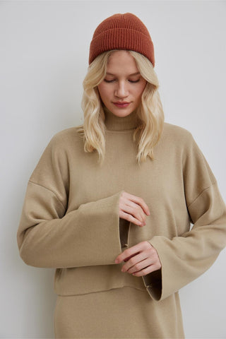 Knitwear Crop Blouse Desert Sand