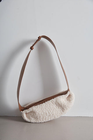 Faux Fur Crossbody Bag Beige