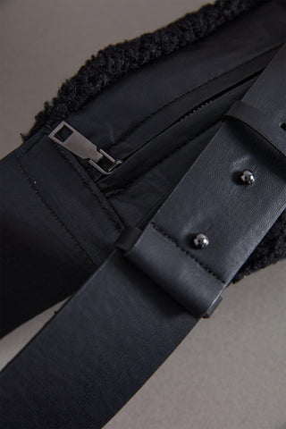 Faux Fur Crossbody Bag Black