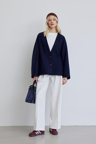 Milana Cachet Coat Navy Blue