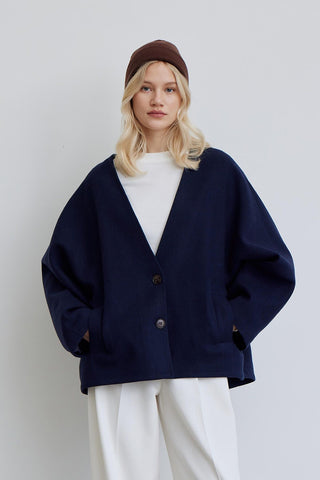 Milana Cachet Coat Navy Blue