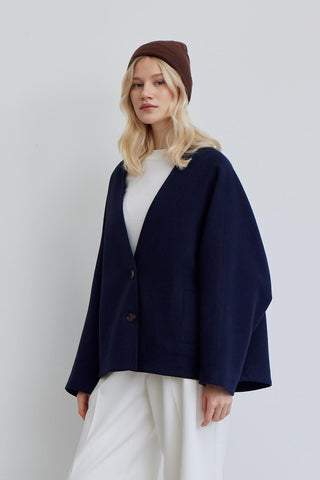 Milana Cachet Coat Navy Blue