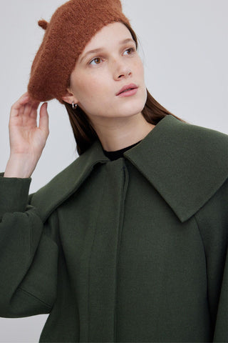 Wide Collar Belted Jacket Emerald