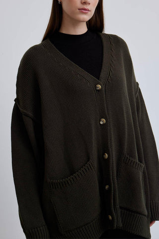 Soft Textured Oversize Cardigan Khaki