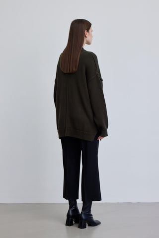 Soft Textured Oversize Cardigan Khaki