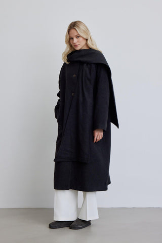 Hooded Long Coat Anthracite