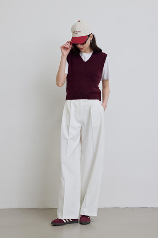 Pleat Detail Palazzo Trousers White