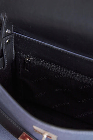 Leather Detailed Canvas Bag Navy Blue