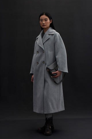 Alexa Premium Double-Breasted Coat Grey