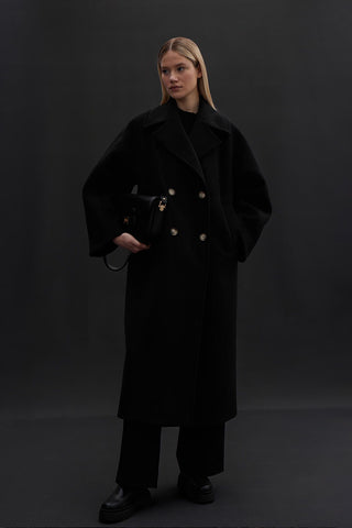 Alexa Premium Double-Breasted Coat Black