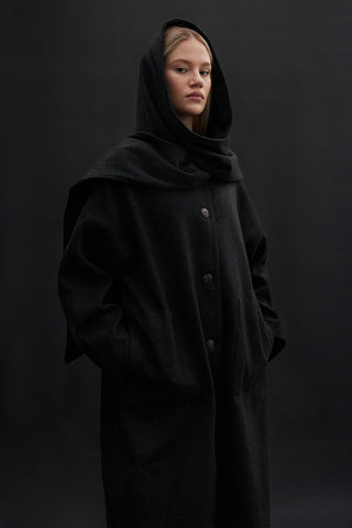 Hooded Long Coat Anthracite