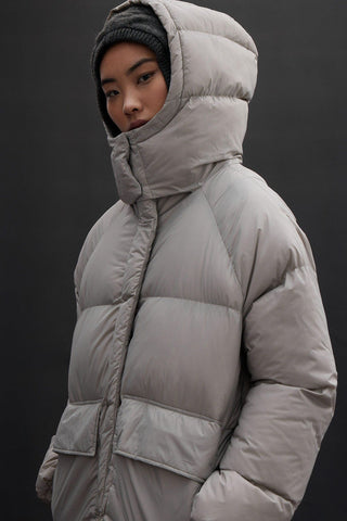 Oversized Pocket Detail Puffer Jacket Stone