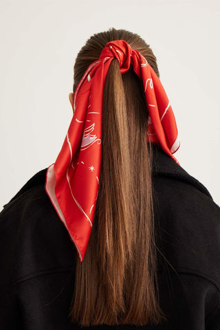 Patterned Satin Neck Scarf Amour Red